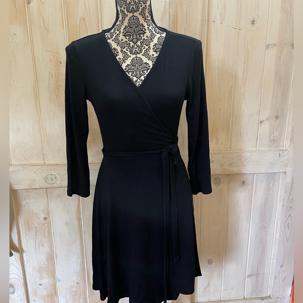 COPY - Lulus Wrap Dress, Size Medium, Quarter Sleeve, Black, Made in USA, Mini